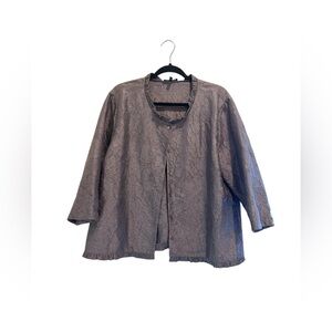 Eileen Fisher Gray 100% Silk Button-Up Shirt -Size XL